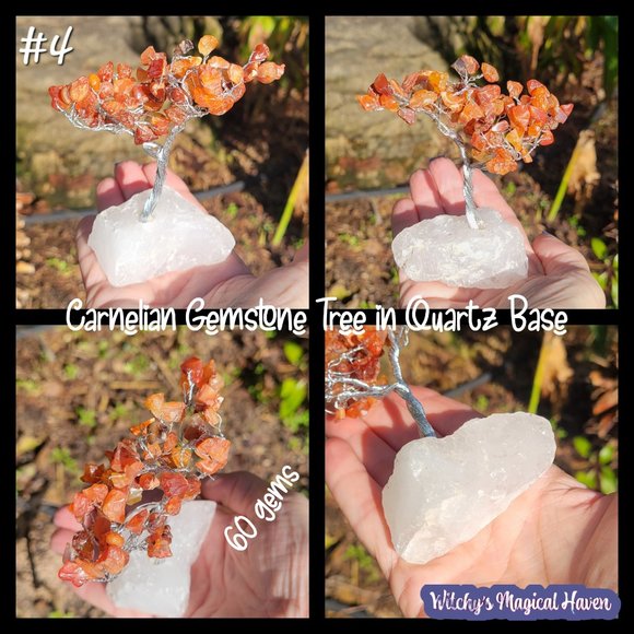 Carnelian Gemstone Tree with Quartz Base - Picture 5 of 5